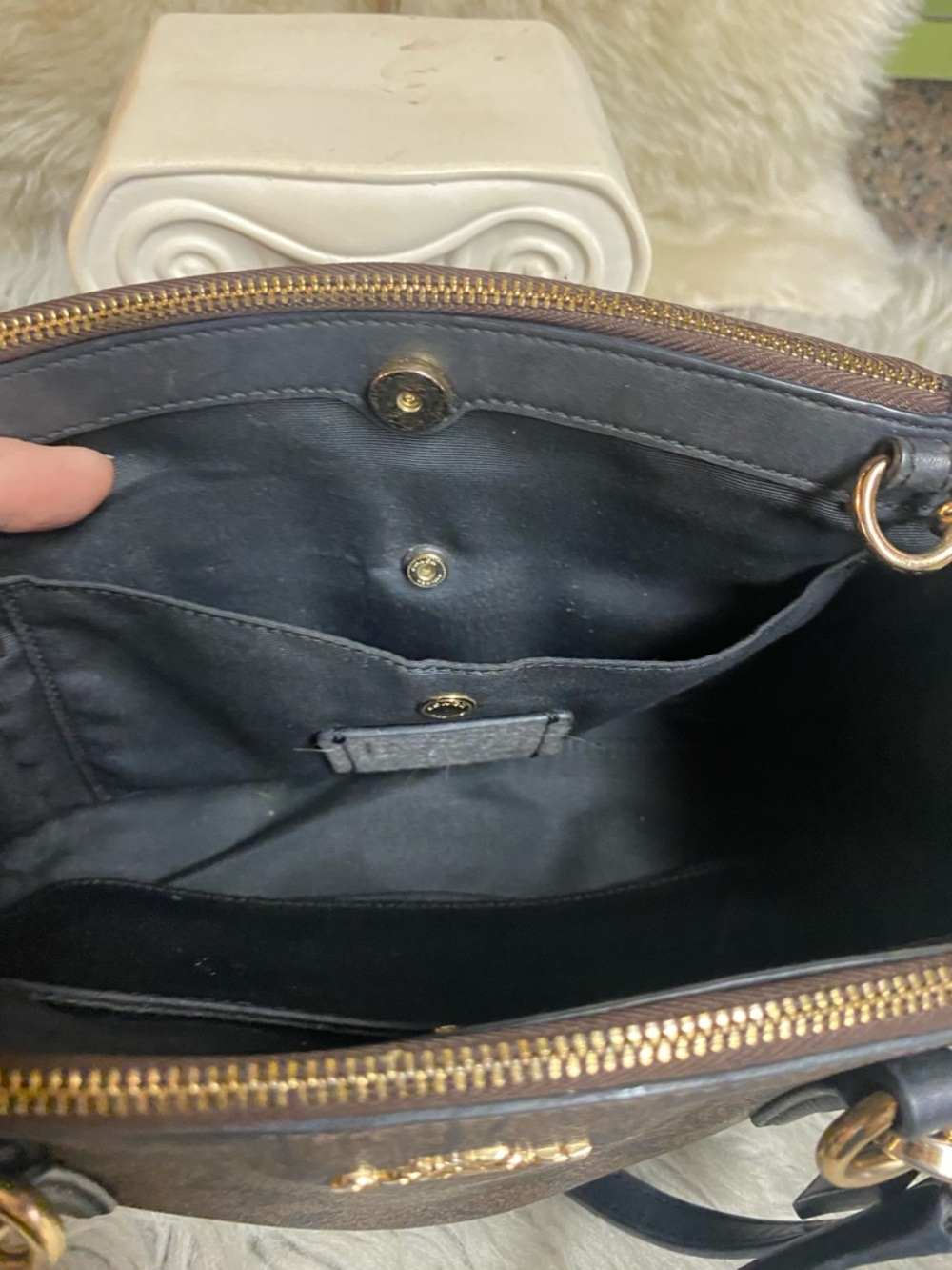 Coach Signature Mini Bennett Satchel Brown Black Gold Hardware Crossbody - Picture 9 of 16